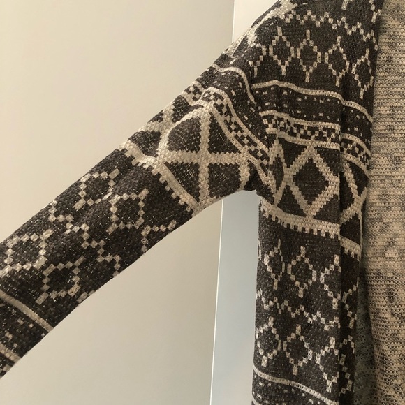 Grey patterned open cardigan sweater - Picture 3 of 6